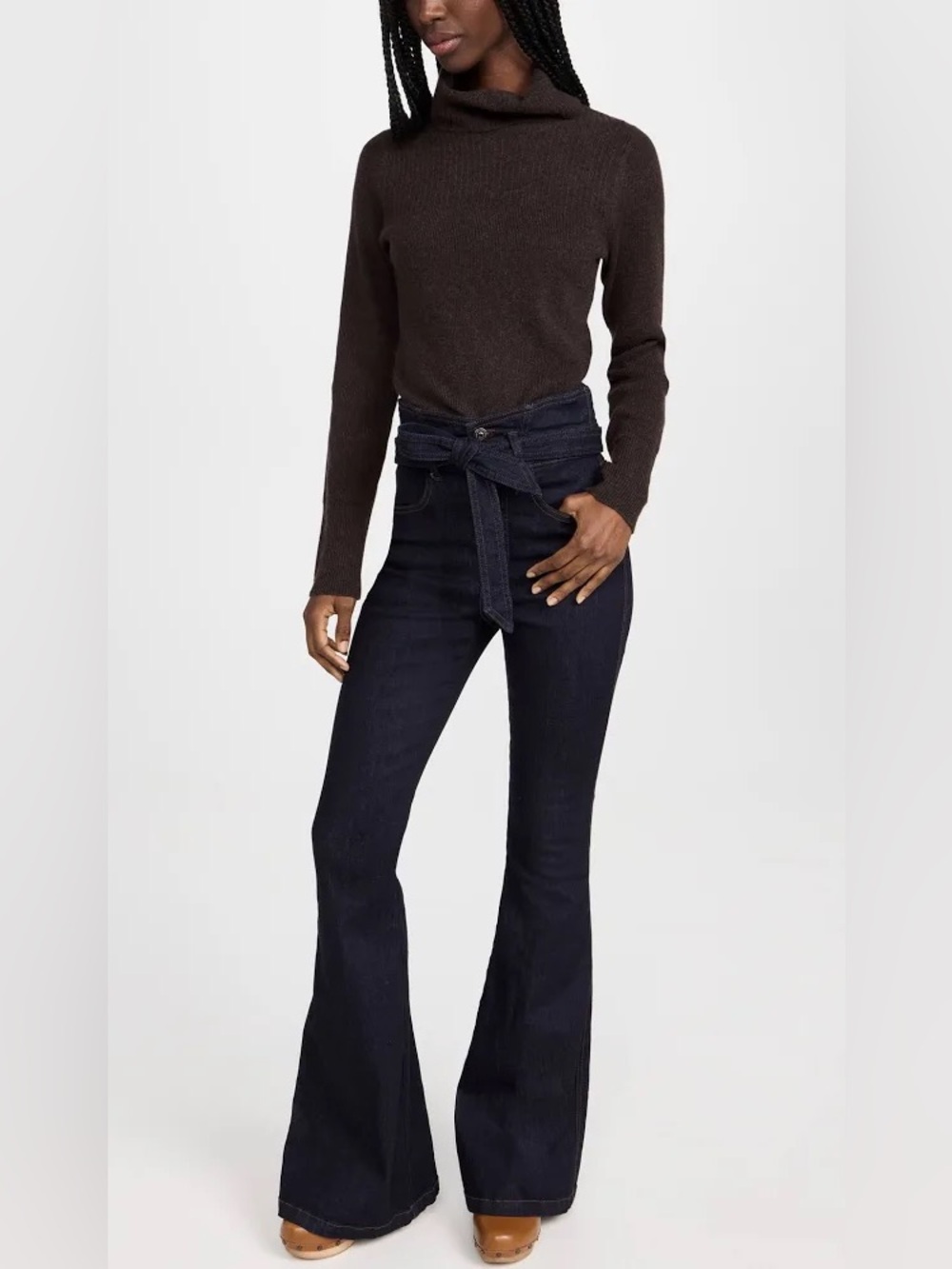 Veronica Beard Sheridan Belted Exaggerated Flare High Rise Jean 26 Indigo